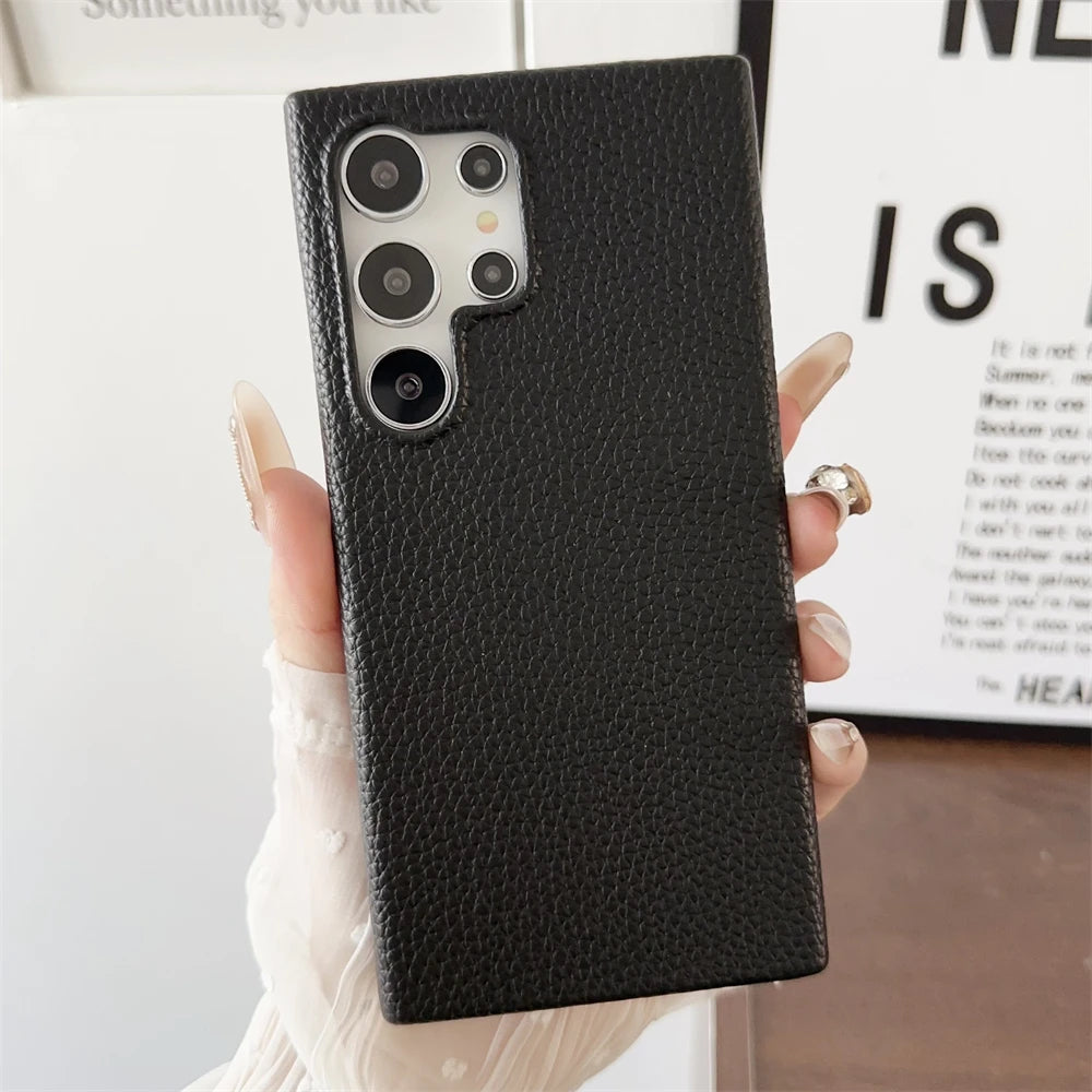 Luxury Lambskin Leather Phone Case For Samsung S22 Plus S23FE S24 Ultra A55 A35 A25 A15 A54 A34 A24 A14 A53 A33 A13 A22 PU Cover