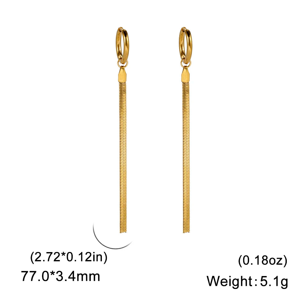 Teamer Stainless Steel Long Tassel Earrings for Women Girls Fashion Snake Chain Drop Earrings Aesthetic Engagement Jewelry Gifts