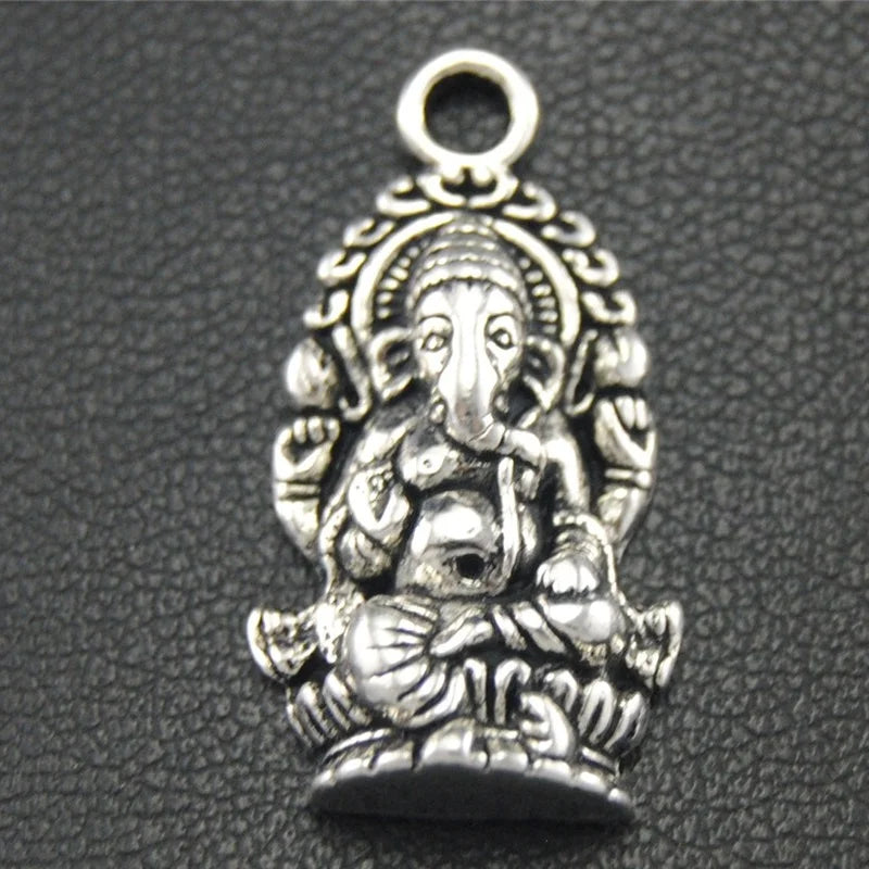10pcs Silver Color Ganesh Pendant DIY Necklace Bracelet Bangle Findings 27X14mm A1777