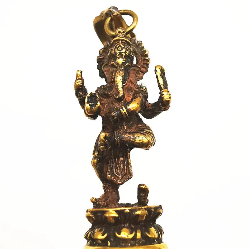 Indian Ganesh Amulet Pendants Pocket Buddha Brass Golden Handicrafts Capped Rudraksha Bodhi Beads TBP661