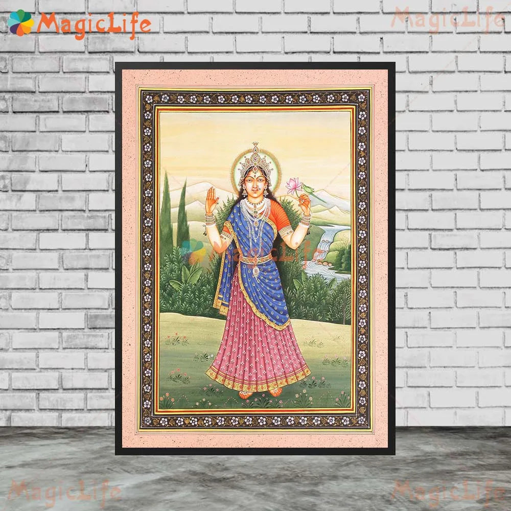 Goddess Lakshmi Ganga Indian Religion Poster Wall Pictures For Living Room Wall Art Canvas Painting Home Decor Unframed