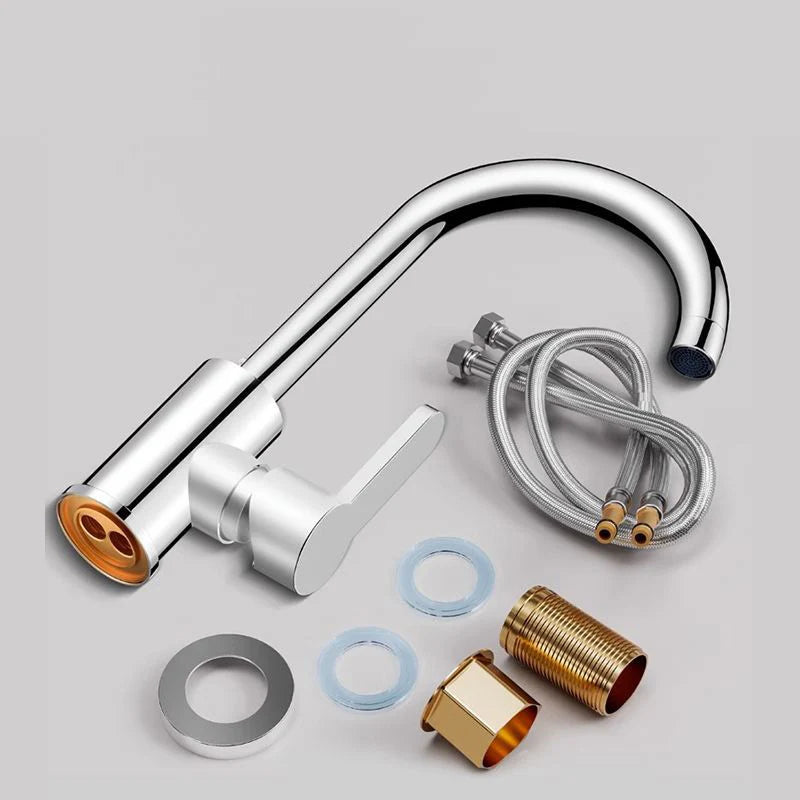 Large bend hot and cold water faucet, kitchen sink, sink, rotating faucet, bathroom, balcony, washbasin faucet
