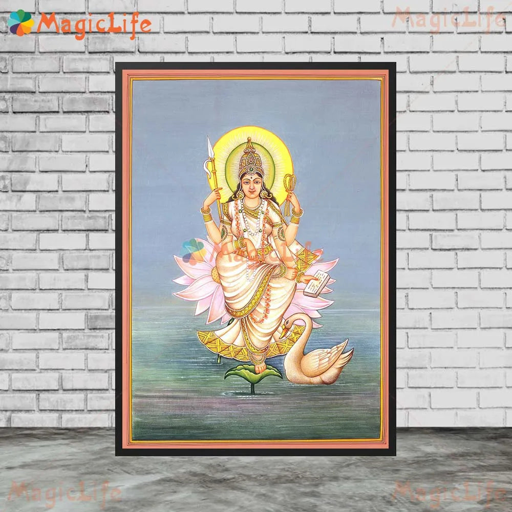 Goddess Lakshmi Ganga Indian Religion Poster Wall Pictures For Living Room Wall Art Canvas Painting Home Decor Unframed