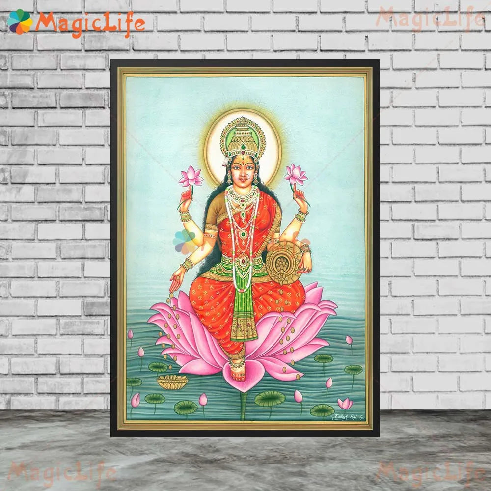 Goddess Lakshmi Ganga Indian Religion Poster Wall Pictures For Living Room Wall Art Canvas Painting Home Decor Unframed