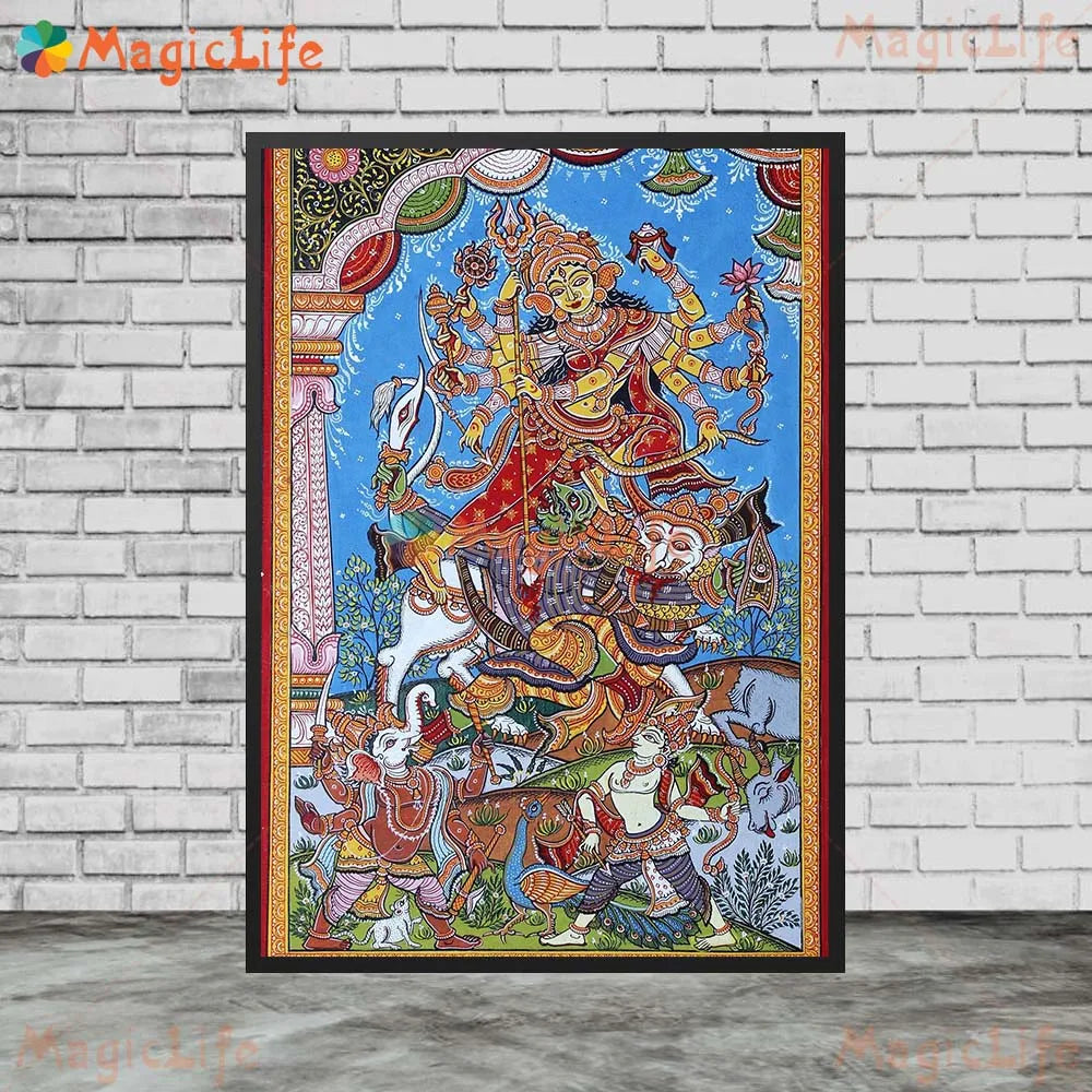 Goddess Lakshmi Ganga Indian Religion Poster Wall Pictures For Living Room Wall Art Canvas Painting Home Decor Unframed