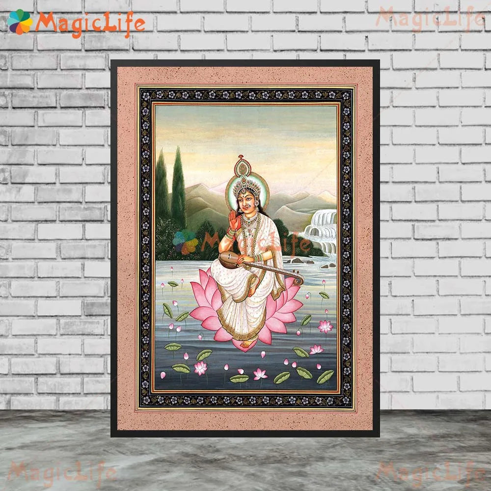 Goddess Lakshmi Ganga Indian Religion Poster Wall Pictures For Living Room Wall Art Canvas Painting Home Decor Unframed