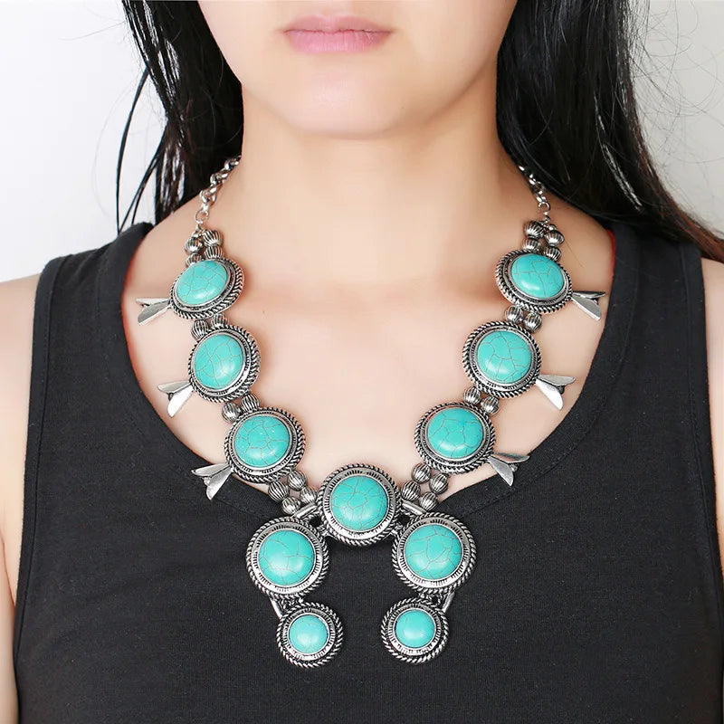 Indian Ethnic Statement Large Collar Necklace Women Boho Tribal Vintage Maxi Big Chunky Retro Moon Pendant Necklace Jewelry