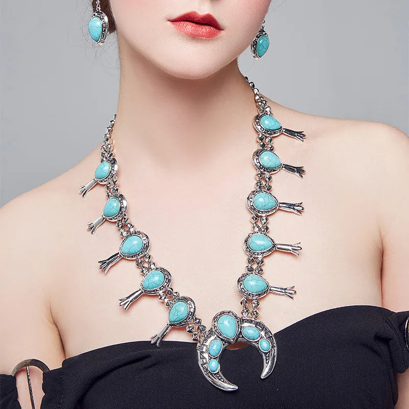 Indian Ethnic Statement Large Collar Necklace Women Boho Tribal Vintage Maxi Big Chunky Retro Moon Pendant Necklace Jewelry