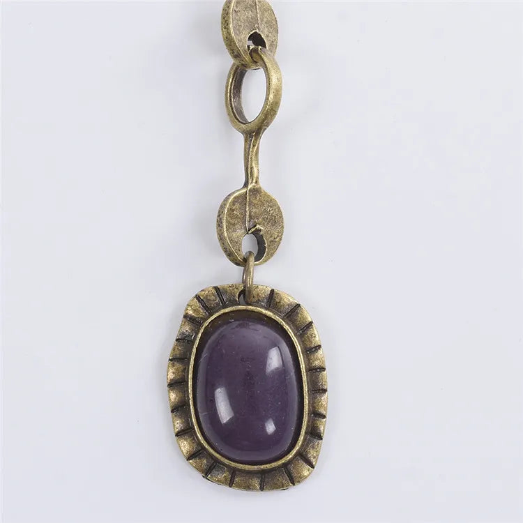 Indian Ethnic Vintage Statement Resin Stone Necklace Women Bohemian Retro Maxi Long Sweater Chain Necklaces Female Jewelry