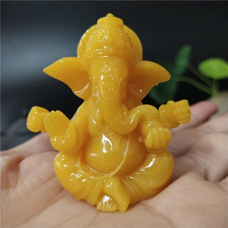 Gold Lord Ganesha Buddha Statue Elephant God Sculptures Ganesh Figurines Man-made Stone Home Garden Buddha Decoration Statues