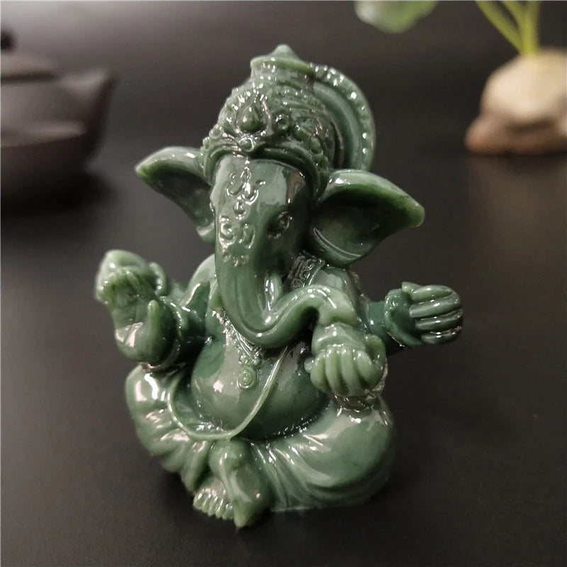 Gold Lord Ganesha Buddha Statue Elephant God Sculptures Ganesh Figurines Man-made Stone Home Garden Buddha Decoration Statues