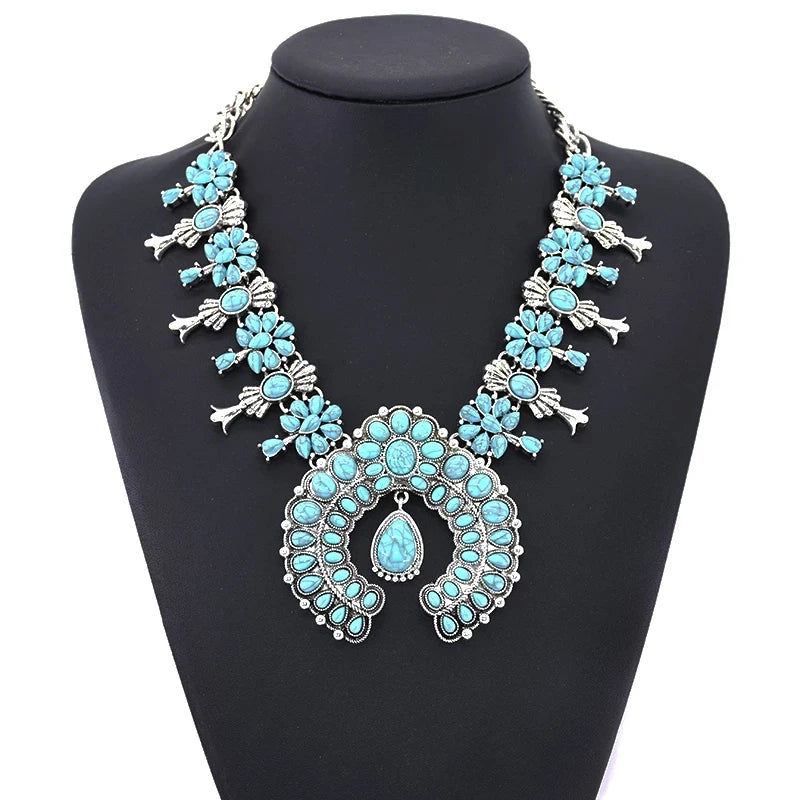 Indian Ethnic Statement Large Collar Necklace Women Boho Tribal Vintage Maxi Big Chunky Retro Moon Pendant Necklace Jewelry