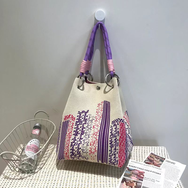 Handbag Women's New Fashion Cute Cartoon Animal Large Capacity Portable Storage Bag Commuter Shoulder Bag Woven Bag