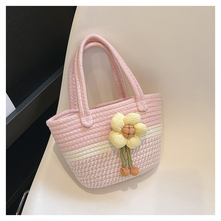 Niche Bags for Women 2025 New Summer Work Handbags Flower Woven Bags Hand-Held Shoulder Bags Versatile Women's Bags