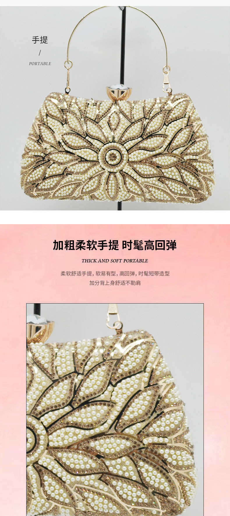 2026 New Cross-Border Evening Bags, European and American Banquet Bags, Women's Handbags, Fashionable Dress Evening Party Bags, Light Luxury
