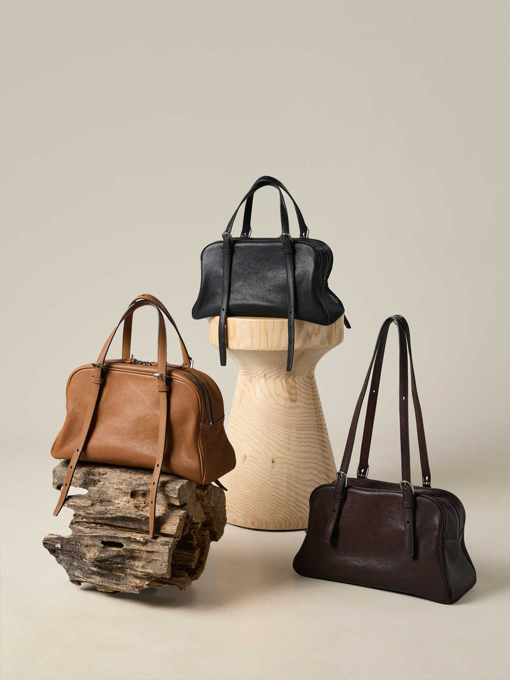 New Arrival Vegetable Tanned Leather High-Grade Youyou Bowling Bag Women's Spring Retro Large Capacity Commuting Shoulder Handbag