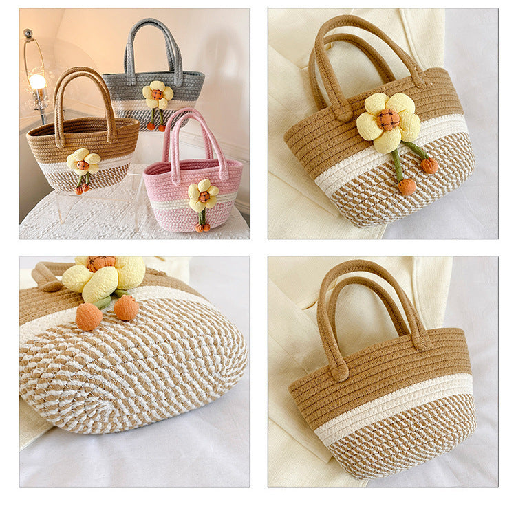 Niche Bags for Women 2025 New Summer Work Handbags Flower Woven Bags Hand-Held Shoulder Bags Versatile Women's Bags