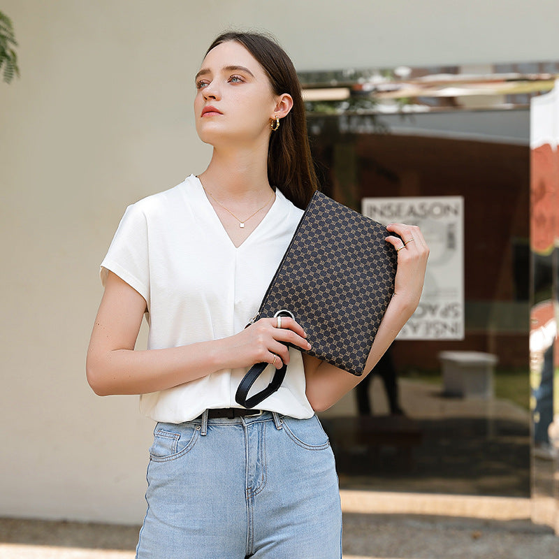 2025 Handbags Retro Printed Women's Briefcase Trendyy Fashion Handheld Small Square Bag Mobile Phone Bag