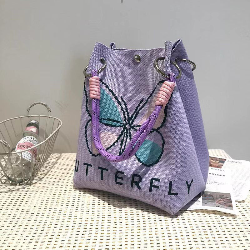 Handbag Women's New Fashion Cute Cartoon Animal Large Capacity Portable Storage Bag Commuter Shoulder Bag Woven Bag