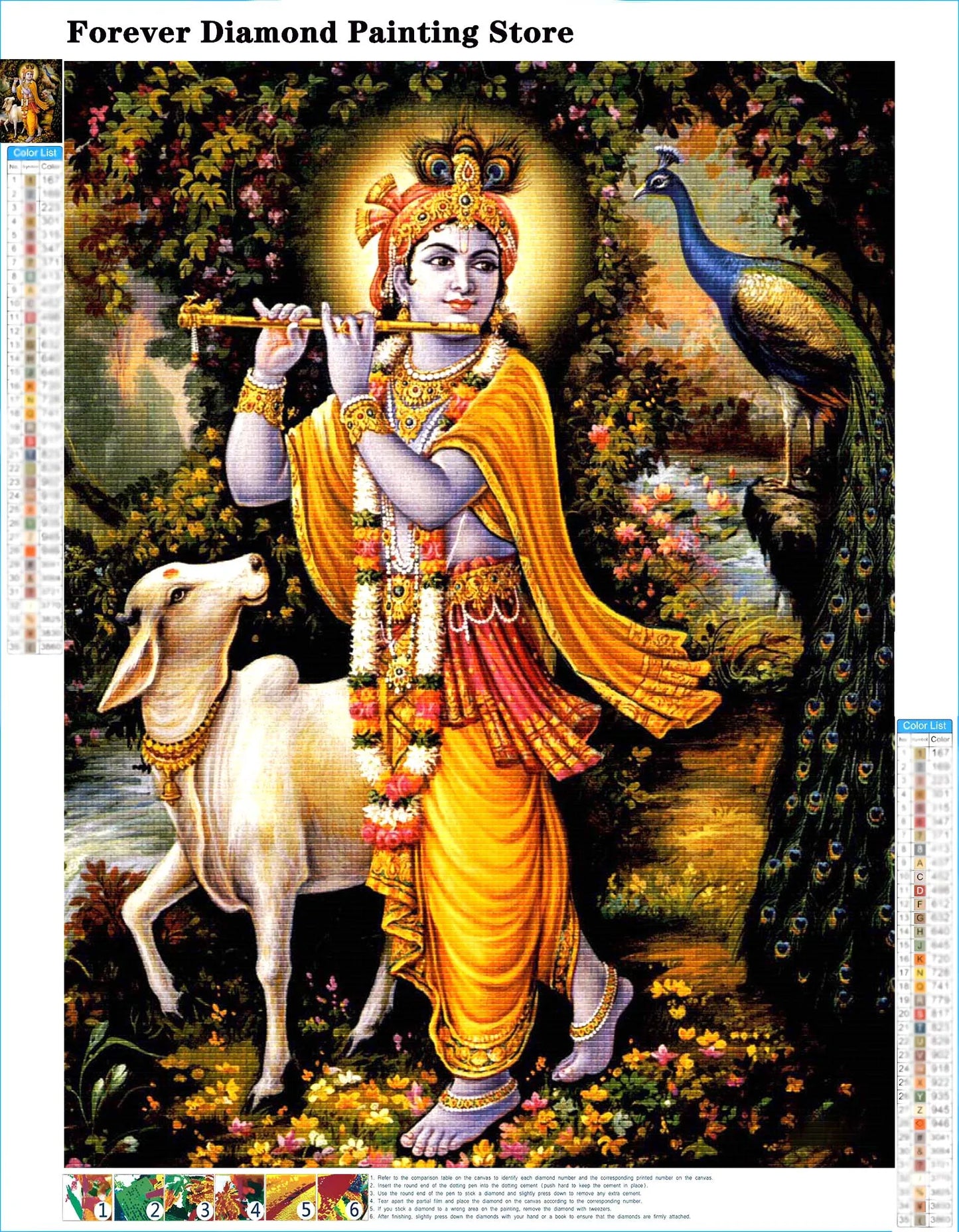 Indian God Radha Krishna Wall Art Full Diamond Painting Hindu Art Cross Stitch Embroidery Picture Mosaic Craft Living Room Decor