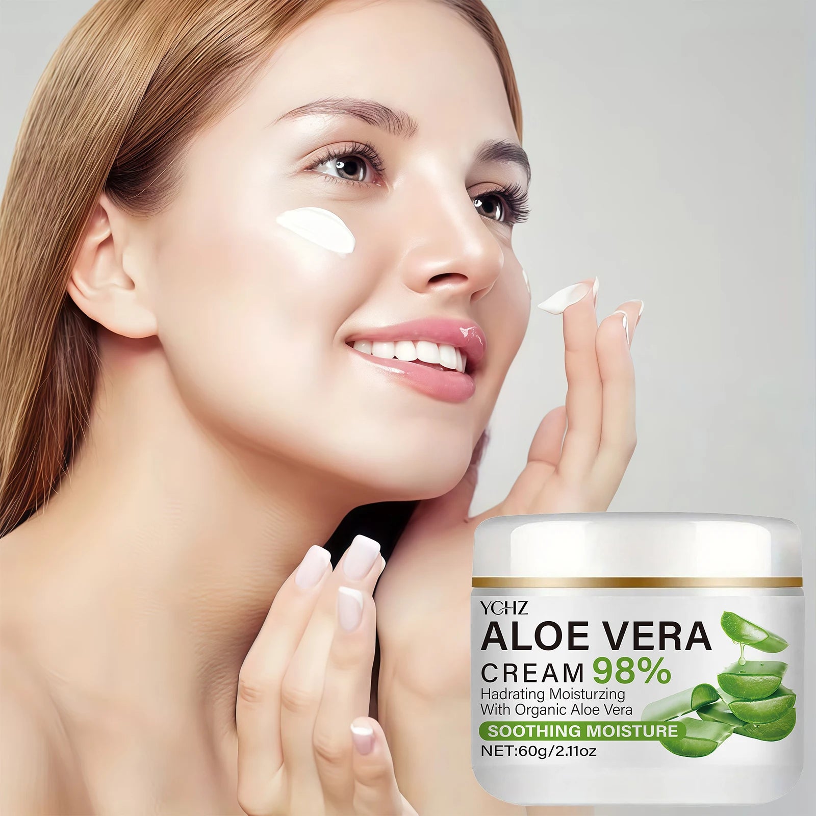 Aloe Vera Face Cream, Containing 98% Pure Aloe Vera Ingredients, Is Hydrating and Easy to Absorb, Effectively Protecting and Nourishing the Skin, Suitable for Daily Skin Care for Both Men and Women