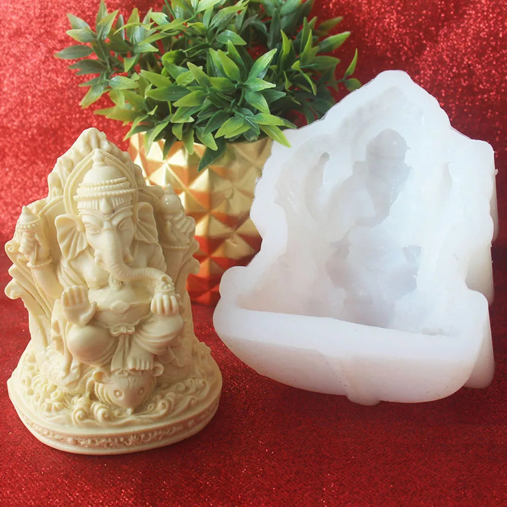 Indian Elephant Trunk God Model Silicone Mold Garnesh Candle Mould Aromatherapy Gypsum Resin Clay Crafts Home Decoration Tools