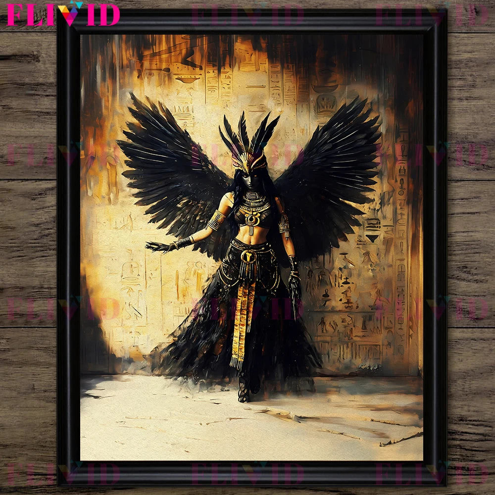 Ancient Egyptian God And Indian Four Hands Goddess Vintage Wall Art Canvas Painting,Lilith,Nyx Kali Goddess Art Poster And Print
