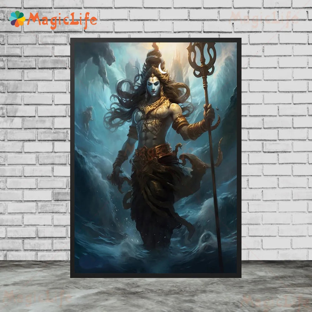 Indian Religion Shiva God Posters Wall Pictures For Living Room Cartoon Poster Home Decor Wall Art Canvas Painting Unframed