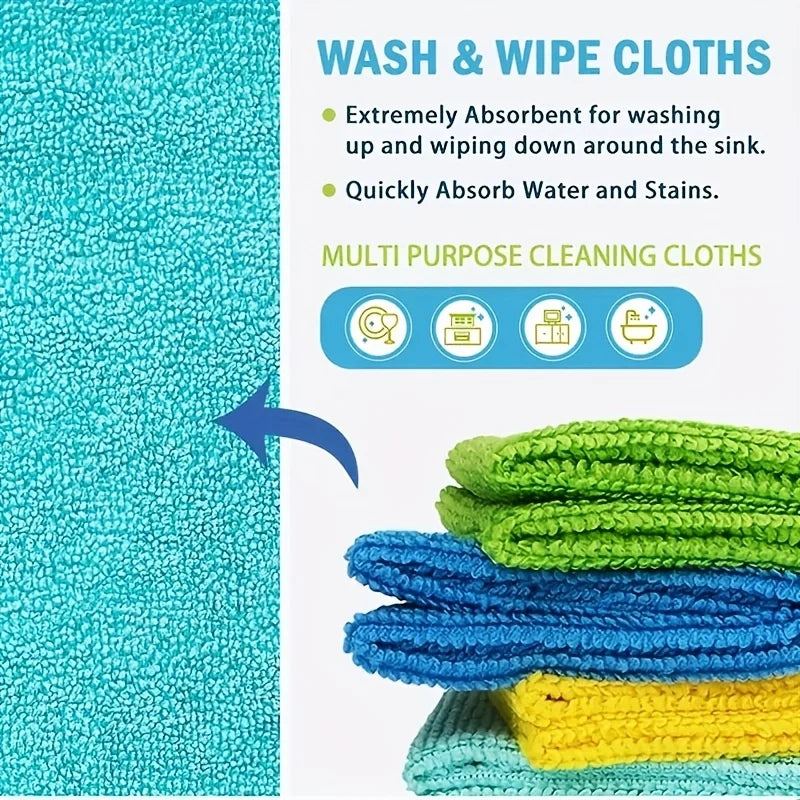 5/10/20pcs Microfiber Cleaning Cloths Super Absorbent Quick-Drying Reusable Towels for Kitchen Bathroom Car Furniture