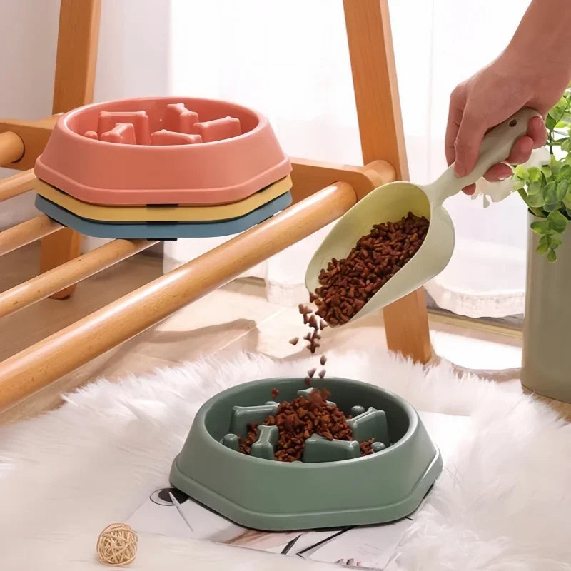 Pet Cat Dog Slow Food Bowl Fat Help Healthy Round Anti-choking Thickened And Non-slip Multiple Colors Shapes