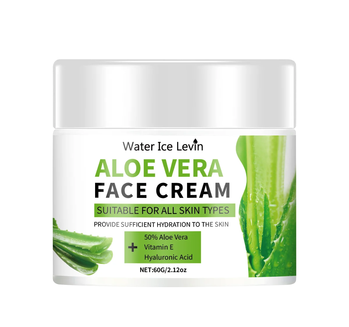 Aloe Vera Face Cream, Hypoallergenic Moisturizer for Both Men and Women, Contains Hyaluronic Acid and Collagen, Suitable for All Skin Types, Soothing and Moisturizing, Non-Irritating