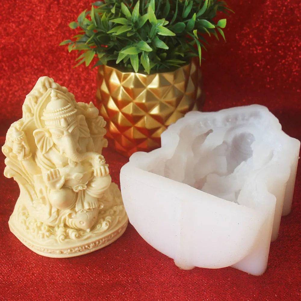 Indian Elephant Trunk God Model Silicone Mold Garnesh Candle Mould Aromatherapy Gypsum Resin Clay Crafts Home Decoration Tools