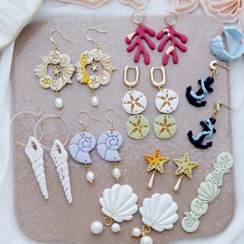 Summer Ocean Series Polymer Clay Cutter Shell/Conch Soft Ceramic Earring Mold DIY Ring Bracelet Jewelry Polymer Clay Tool