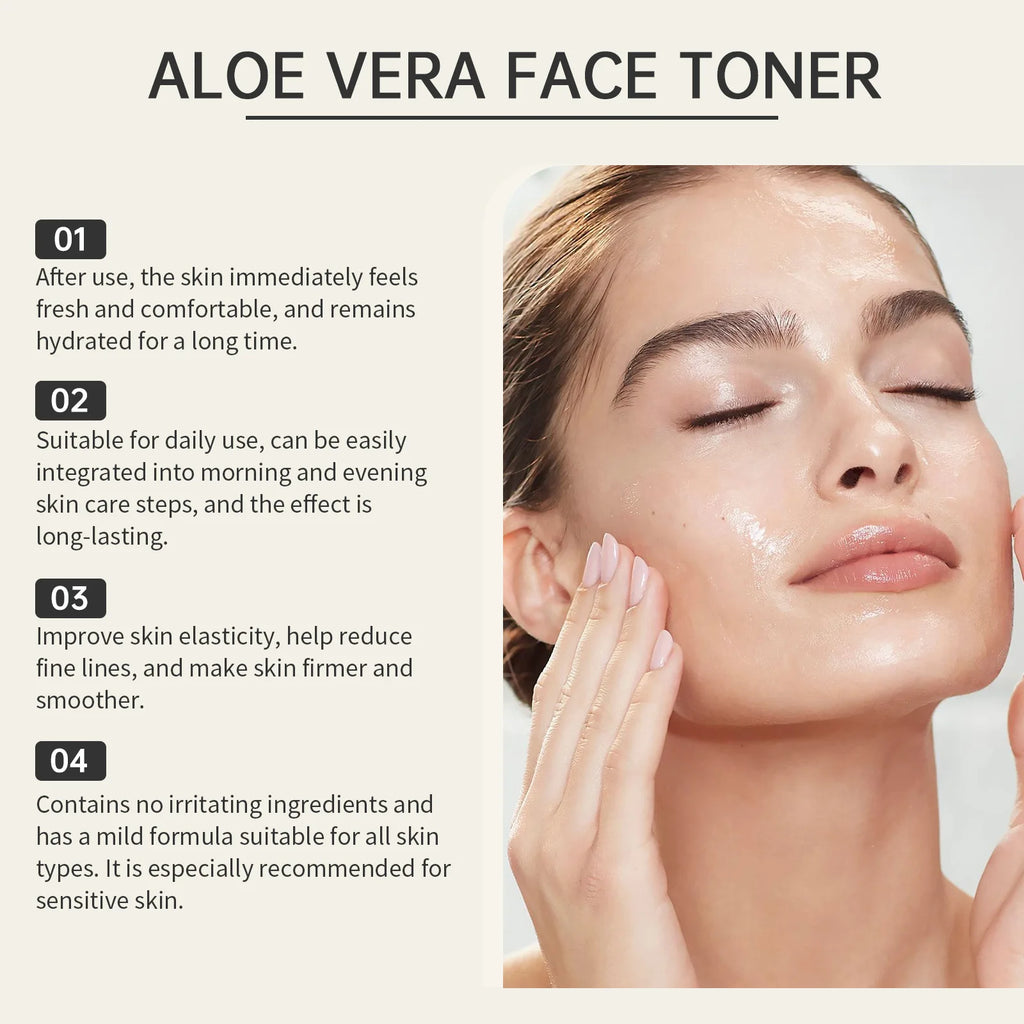 Aloe Vera Toner for Face Lift Pore Contraction Lighten Skin Brightening Smooth Rejuvenation Hydrator Facial Moisturizing Serum