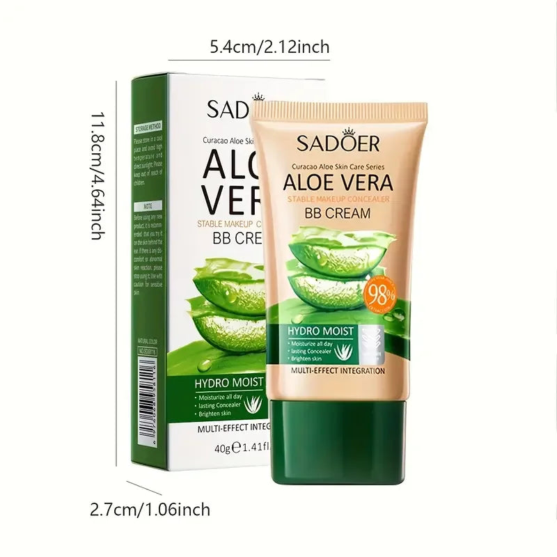 Aloe Vera BB Cream-Hydrating & Concealing Collagen Full Coverage Foundation Makeup,Long-Lasting,Lightweight Coverage Concealer