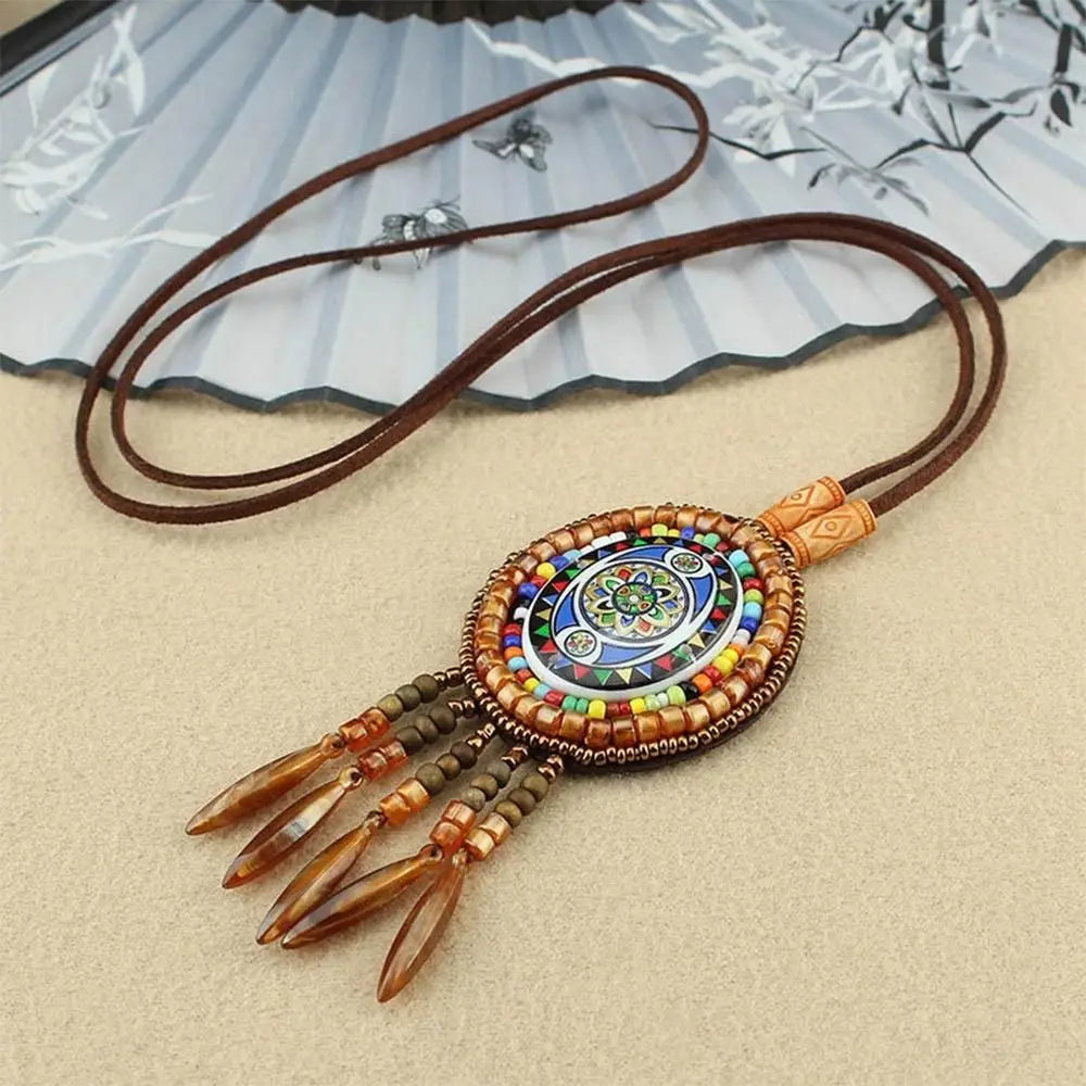 Vintage Party Ethnic Jewelry Lucky Gift Buddhist Mala Wood Bead Ethnic Pendant Nepal Necklace