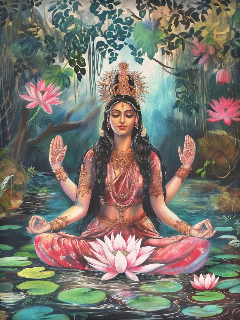 Divine Goddess Durga Hindu Indian Hindu Meditation Yoga Poster Print Wall Art Pictures Canvas Painting Living Room Home Decor