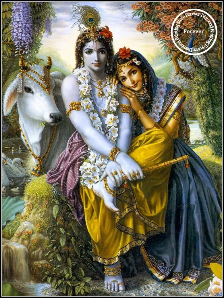 Indian God Radha Krishna Wall Art Full Diamond Painting Hindu Art Cross Stitch Embroidery Picture Mosaic Craft Living Room Decor