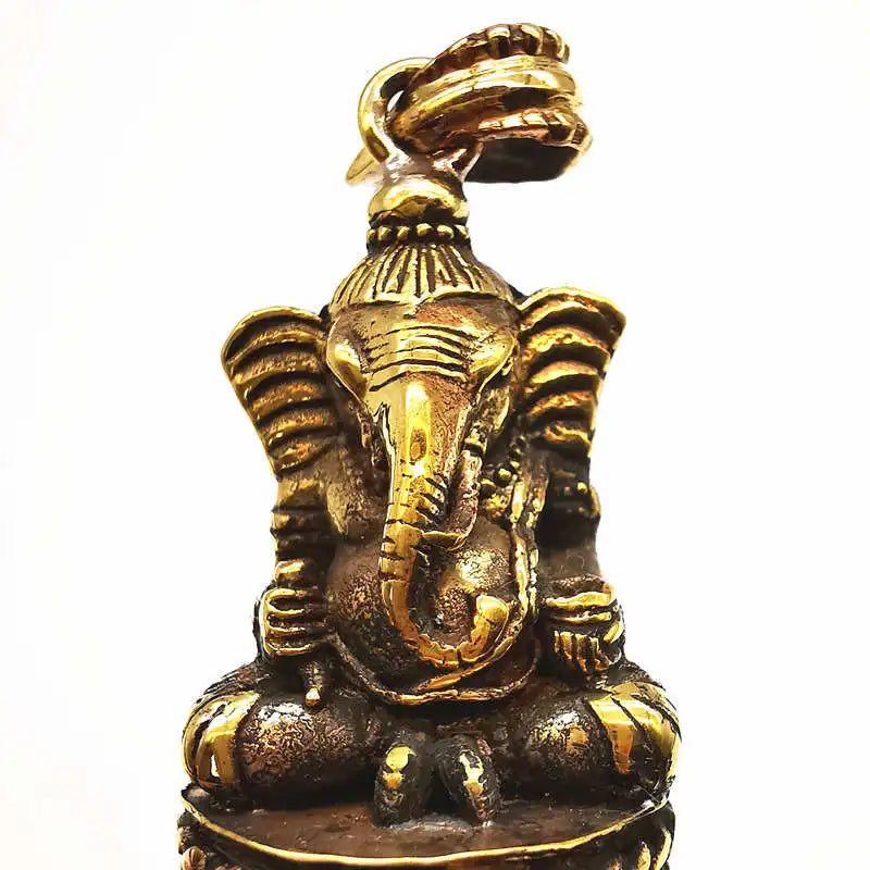 Indian Ganesh Amulet Pendants Pocket Buddha Brass Golden Handicrafts Capped Rudraksha Bodhi Beads TBP661