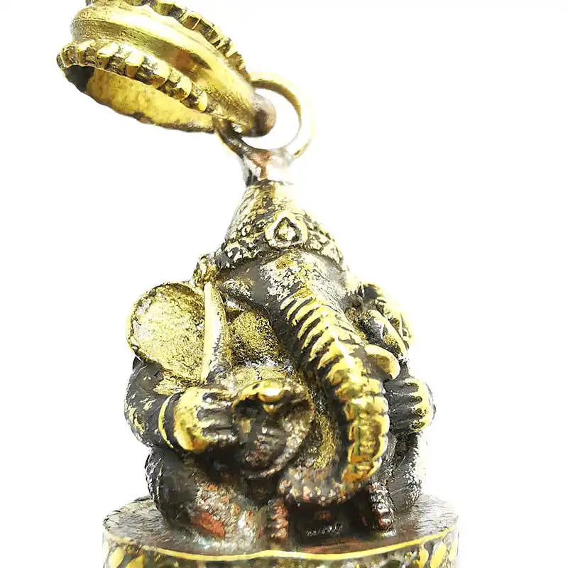 Indian Ganesh Amulet Pendants Pocket Buddha Brass Golden Handicrafts Capped Rudraksha Bodhi Beads TBP661