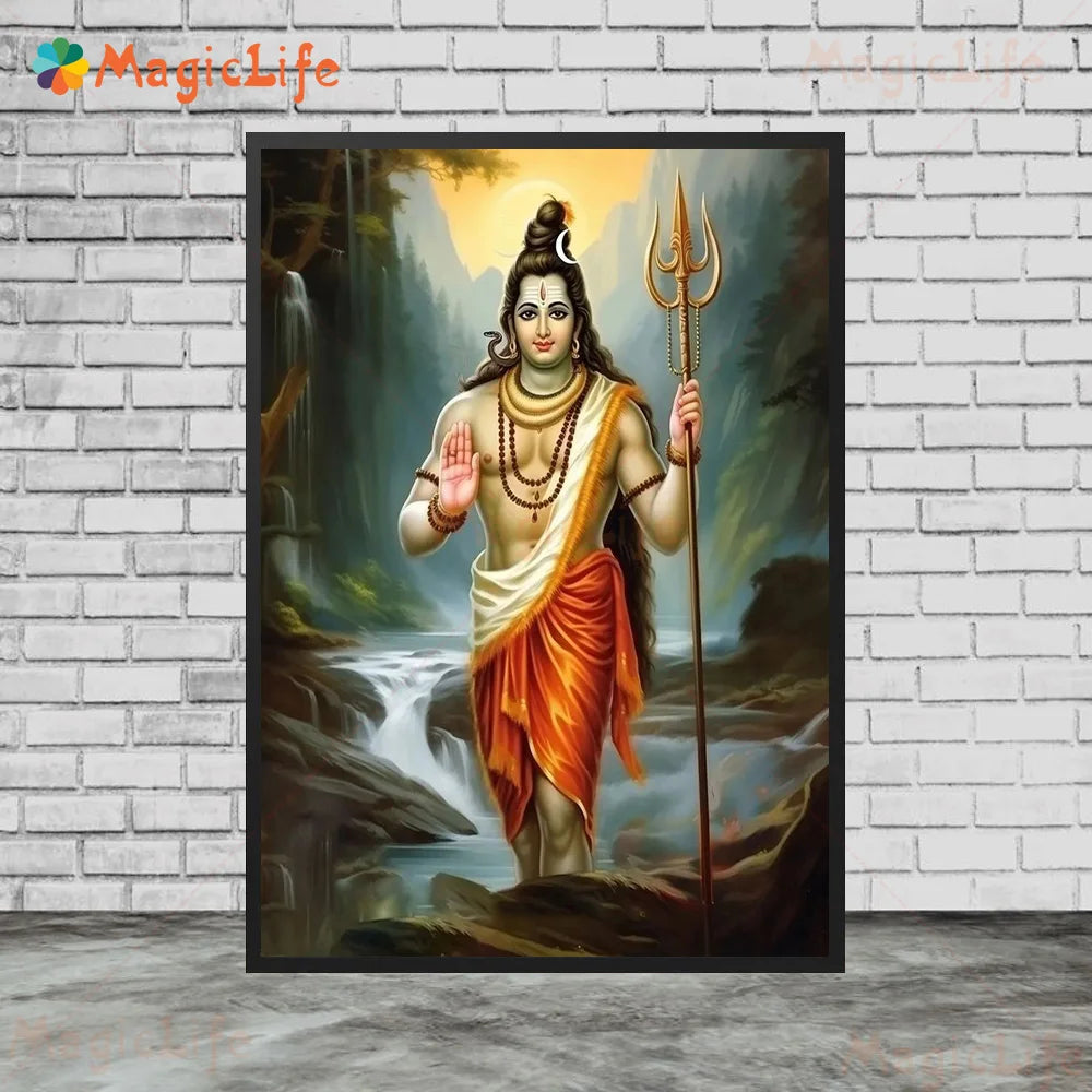Indian Religion Shiva God Posters Wall Pictures For Living Room Cartoon Poster Home Decor Wall Art Canvas Painting Unframed