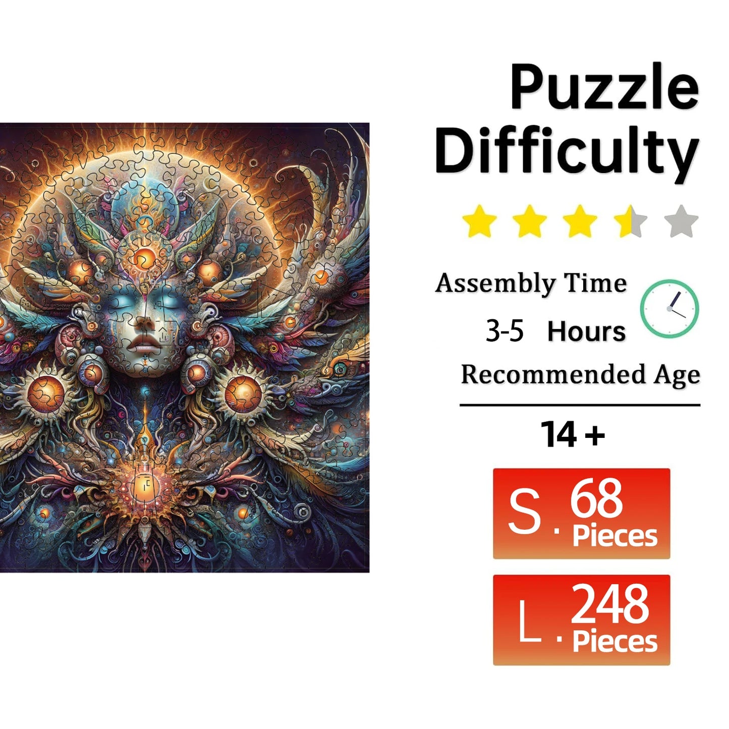 Goddess Wooden Puzzle, Unique Shaped Pieces Wooden Jigsaw Puzzles for Adults, Ghristmas Gift Family Game Home Decor