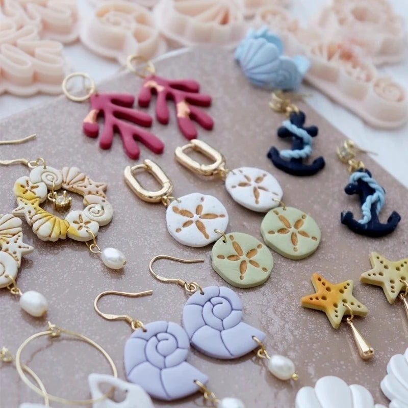 Summer Ocean Series Polymer Clay Cutter Shell/Conch Soft Ceramic Earring Mold DIY Ring Bracelet Jewelry Polymer Clay Tool