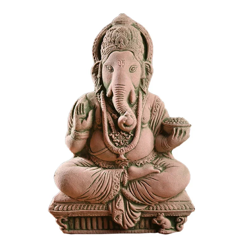 Thai Elephant God Sand Sculpture Home Decor Deity Display Stand Living Room TV Cabinet Ornament