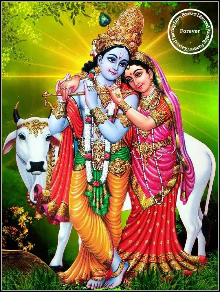 Indian God Radha Krishna Wall Art Full Diamond Painting Hindu Art Cross Stitch Embroidery Picture Mosaic Craft Living Room Decor