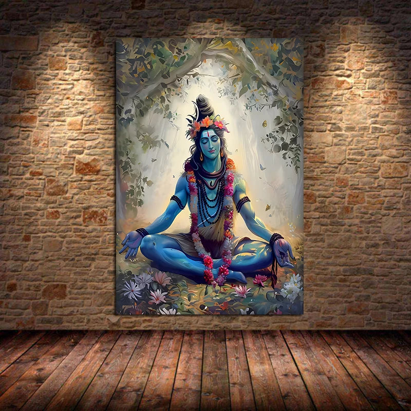 Indian Hindu Gods Lord Shiva Yoga Divine Goddess Saraswati Meditation Rt Poster Canvas Painting Wall Prints Picture Home Decor