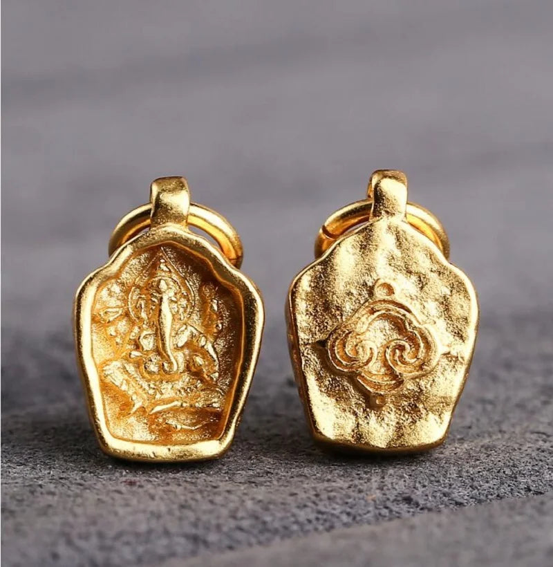 100% 925 Silver Tibetan Yellow Jambhala Buddha Amulet Green Tara Ganesh Ksitigarbha Buddha Charmsa