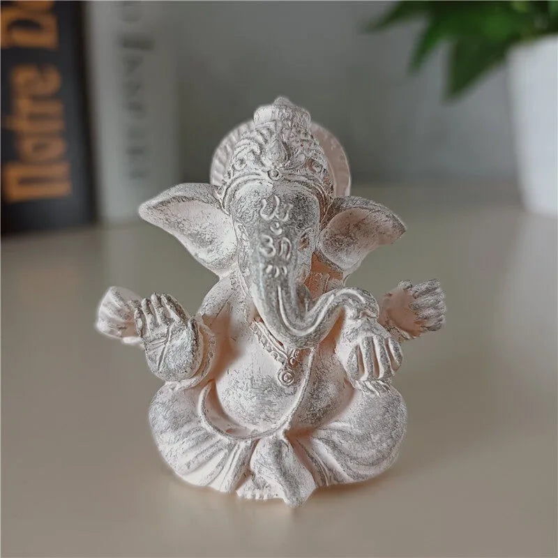 Lord Ganesha Buddha Statue Elephant God Sculptures Ganesh Figurines Man-made Jade Stone Home Garden Buddha Decoration Statues