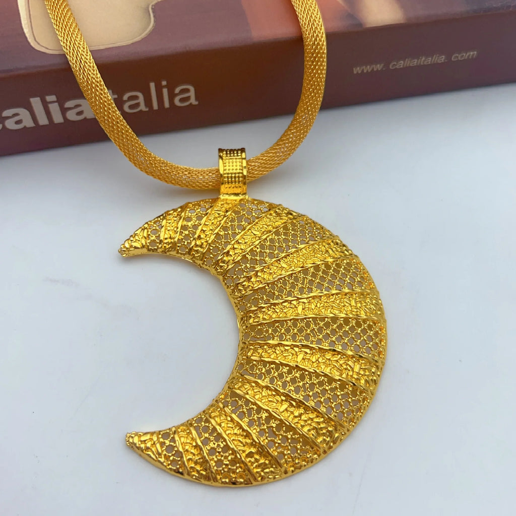Indian Necklace and Earrings Sets for Bridal Ethiopian Nigeria 24k Gold Color Dubai Jewelry Earrings Banquet Party Gifts