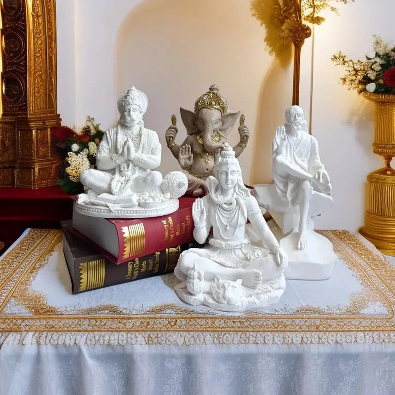 Resin Indian Ganesha Shiva God Statue Sai Baba of Shirdi Sculpture Lord Hanuman Hindu Buddha Religious Fengshui Home Decor